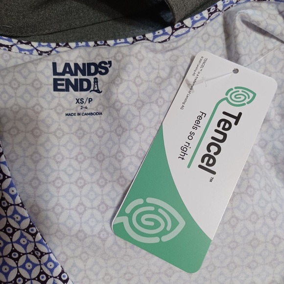 Lands' End Size XS Twist Front Knit Dress 3/4 Sleeve Geometric Print Pockets NEW - Picture 6 of 10